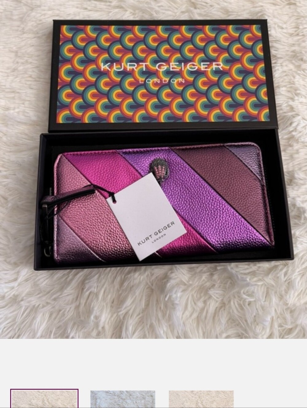 Kurt Geiger Metallic Pink Purple Gradient Zip-Around Wallet